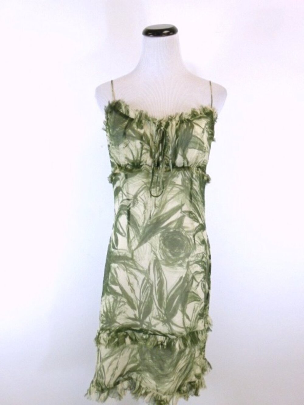 LEONA EDMISTON FROCKS floral SILK DRESS 1 S green cream party wedding